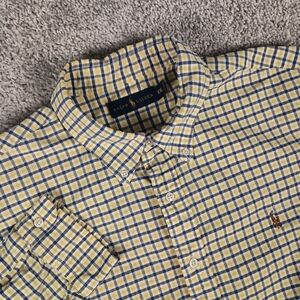 Ralph Lauren XXL Blue Yellow Plaid Long Sleeve Mens Shirt